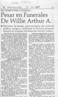 Pesar en funerales de Willie Arthur A.