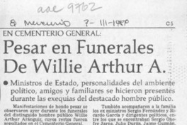 Pesar en funerales de Willie Arthur A.
