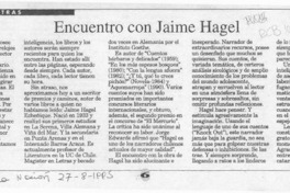 Encuentro con Jaime Hagel  [artículo] Jaime Gómez Rogers.