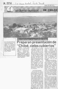 Preparan presentación de "Chiloé, cielos cubiertos"  [artículo].