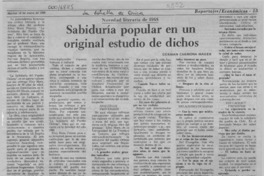 Sabiduría popular en un original estudio de dichos  [artículo] Germán Carmona Mager.
