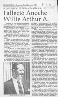 Falleció anoche Willie Arthur A.