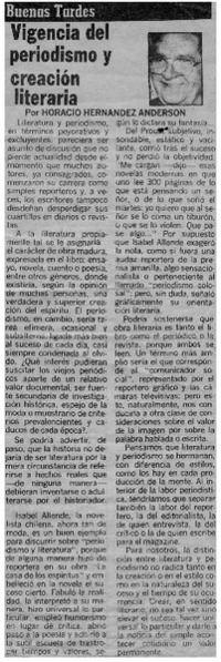 Vigencia del periodismo y creación literaria