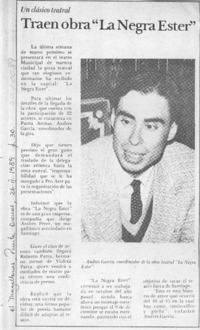 Traen obra "La Negra Ester"