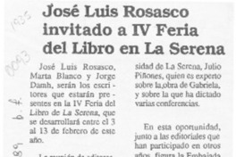 José Luis Rosasco invitado a IV Feria del Libro en La Serena  [artículo].