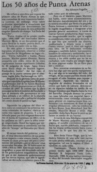 Los 50 años de Punta Arenas  [artículo] Silvestre Fugellie.