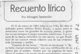 Recuento lírico  [artículo] Almagro Santander.