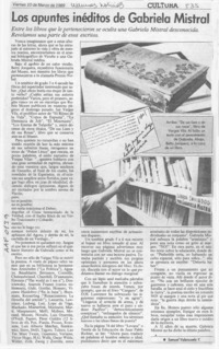 Los apuntes inéditos de Gabriela Mistral  [artículo] Samuel Valenzuela Y.