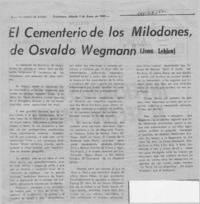 El cementerio de los milodones, de Osvaldo Wegmann