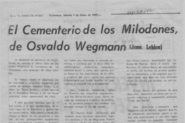 El cementerio de los milodones, de Osvaldo Wegmann
