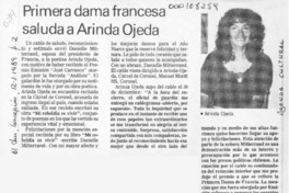 Primera dama francesa saluda a Arinda Ojeda  [artículo].