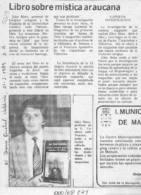 Libro sobre mística araucana  [artículo].