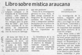 Libro sobre mística araucana  [artículo].