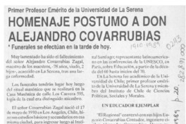 Homenaje póstumo a don Alejandro Covarrubias  [artículo].
