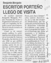 Escritor porteño llegó de visita  [artículo].