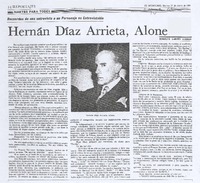 Hernán Díaz Arrieta, Alone