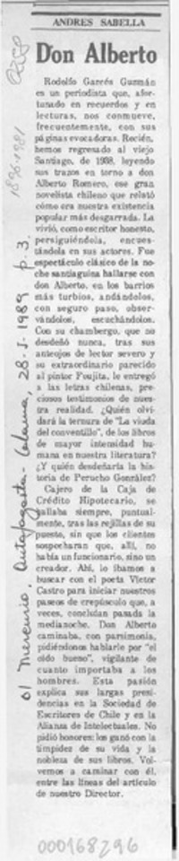 Don Alberto  [artículo] Andrés Sabella.