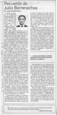 Recuerdo de Julio Barrenechea  [artículo] Lautaro Robles Alvarez.