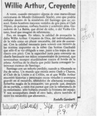 Willie Arthur, creyente