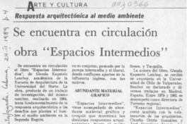 Se encuentra en circulación obra "Espacios intermedios"