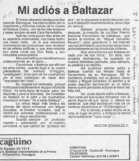 Mi adiós a Baltazar  [artículo] Héctor González V.