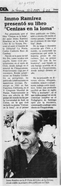 Immo Ramírez presentó su libro "Cenizas en la loma"