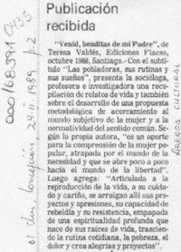 Publicación recibida  [artículo].