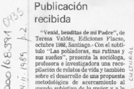 Publicación recibida  [artículo].