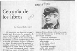 Cercanía de los libros  [artículo] Marino Muñoz Lagos.