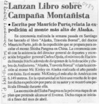 Lanzan libro sobre campaña montañista  [artículo].