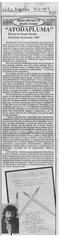 "Atodapluma"  [artículo] Emilio Oviedo.