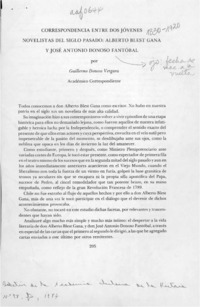 Correspondencia entre dos jóvenes novelistas del siglo pasado, Alberto Blest Gana y José Antonio Fantóbal  [artículo] Guillermo Donoso Vergara.