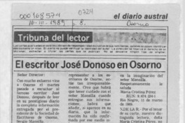 El escritor José Donoso en Osorno  [artículo] María Cristina Pérez.