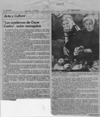 "Los cuadernos de Oscar Castro", autor rancagüino  [artículo] Bernardo Soria.