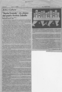 "Norte grande", un clásico del poeta Andrés Sabella  [artículo] Fernando de la Lastra.