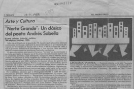"Norte grande", un clásico del poeta Andrés Sabella  [artículo] Fernando de la Lastra.