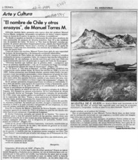 "El nombre de Chile y otros ensayos", de Manuel Torres M.  [artículo] Isabel Barrientos Díaz.