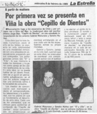 Por primera vez se presenta en Viña la obra "Cepillo de dientes"  [artículo].