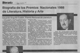 Biografía de los Premios Nacionales 1988 de Literatura, Historia y Arte