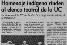 Homenaje indígena rinden al elenco teatral de la UC