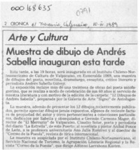 Muestra de dibujos de Andrés Sabella inauguran esta tarde  [artículo].