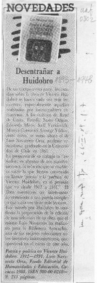 Desentrañar a Huidobro  [artículo].