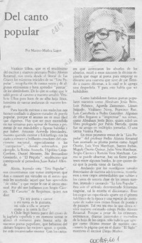 Del canto popular  [artículo] Marino Muñoz Lagos.