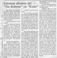 Estrenan décimas del "Tío Roberto" en "Exito"