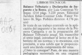 Balance tributario y declaración de impuesto a la renta  [artículo] Osvaldo Torres-Ahumada.