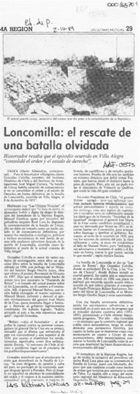 Loncomilla, el rescate de una batalla olvidada  [artículo] Darío Almendras.