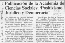 Publicación de la Academia de Ciencias Sociales, "Positivismo jurídico y democracia"  [artículo].