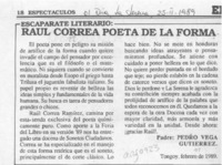 Raúl Correa poeta de la forma