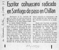 Escritor coihuecano radicado en Santiago de paso en Chillán