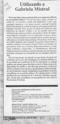 Utilizando a Gabriela Mistral  [artículo].